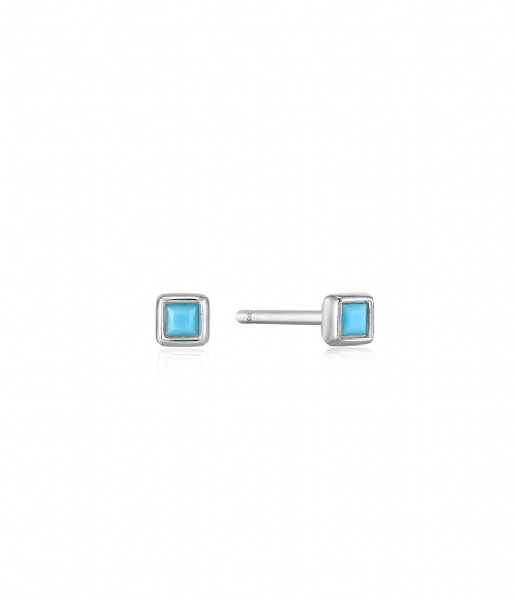 Ania Haie  Turquoise Square Stud Earrings Silver